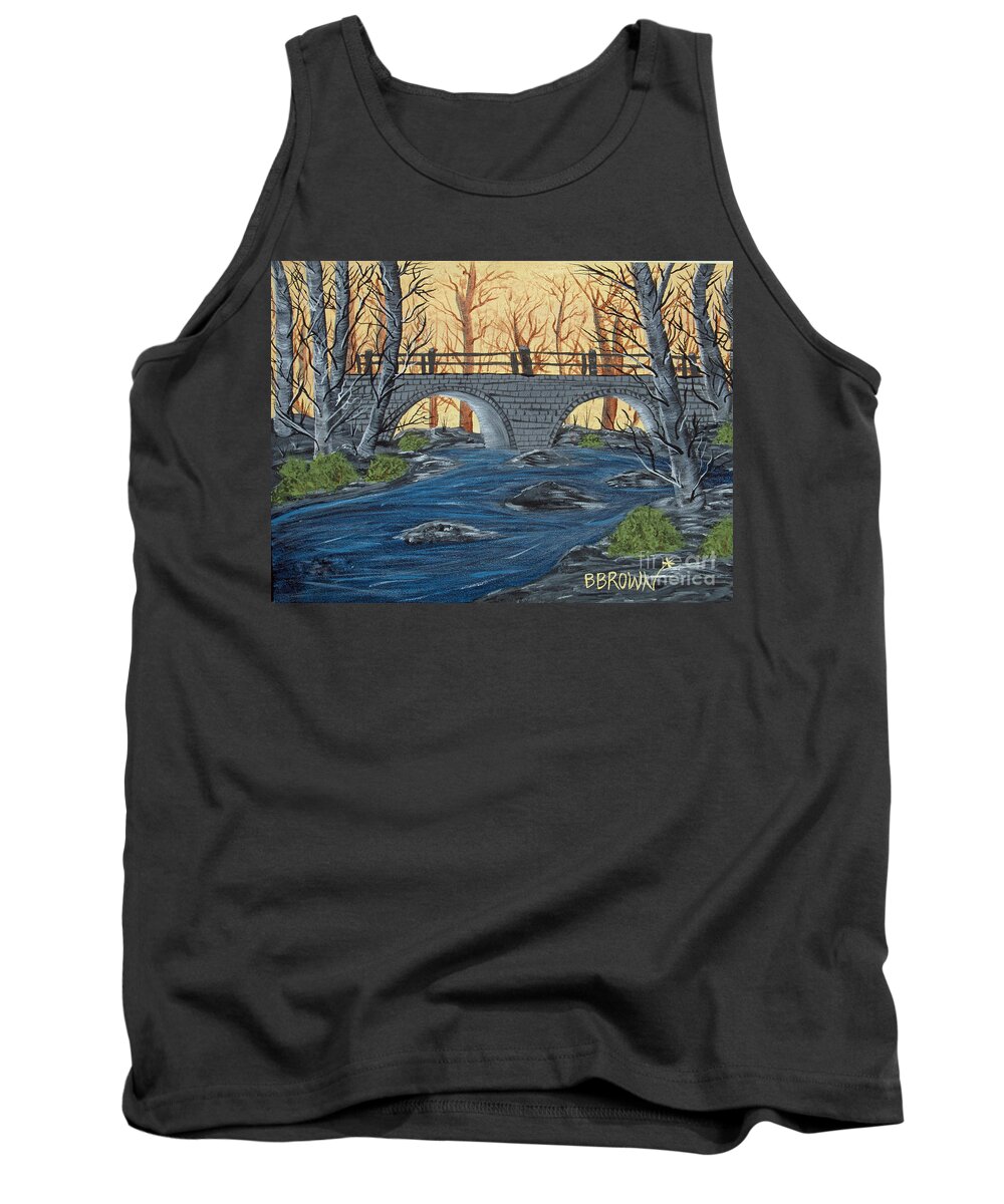 Landscape Tank Top featuring the painting Water under the Bridge by Brenda Brown