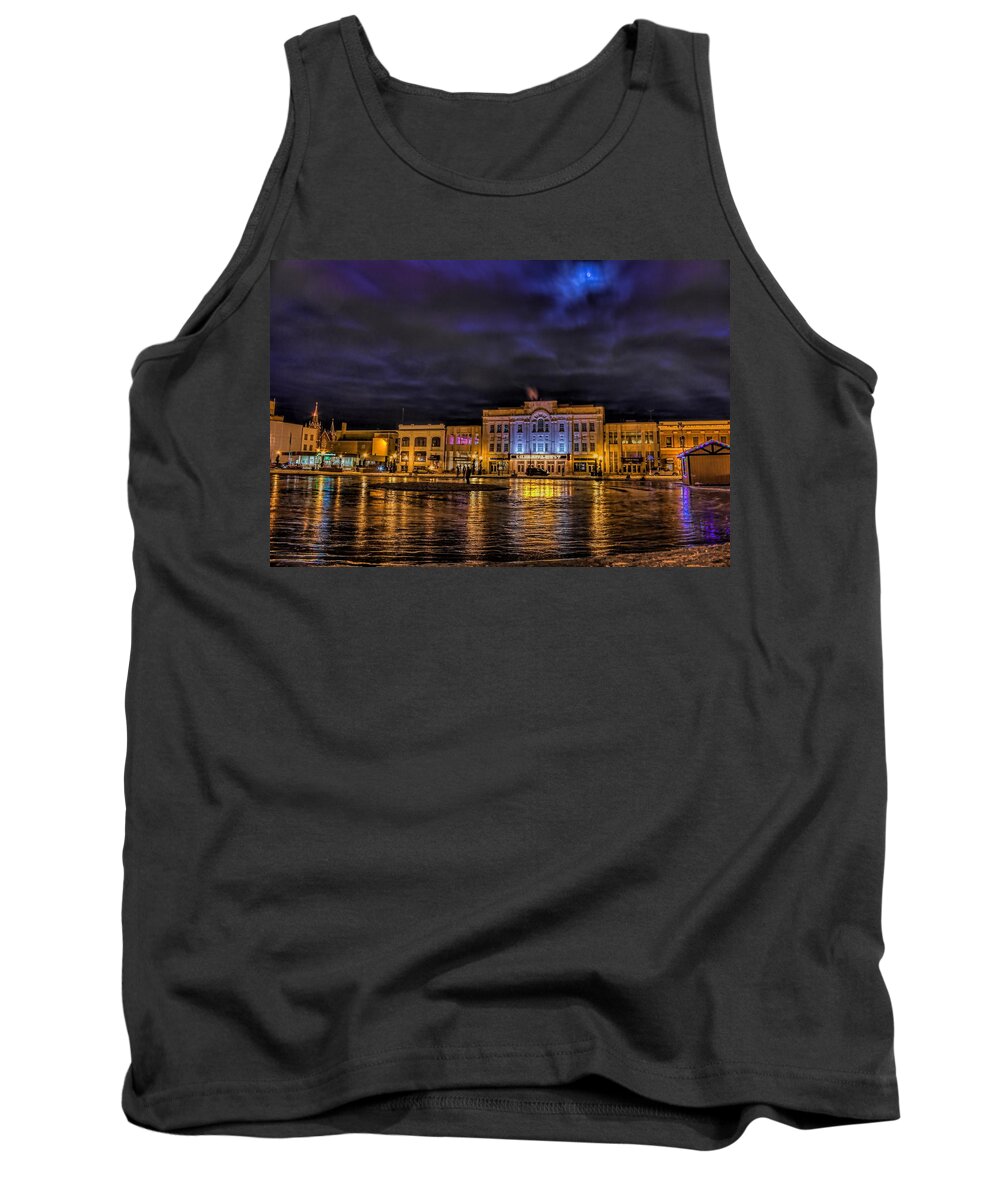 Wausau Tank Top featuring the photograph Wausau Ice Rink After Dark by Dale Kauzlaric