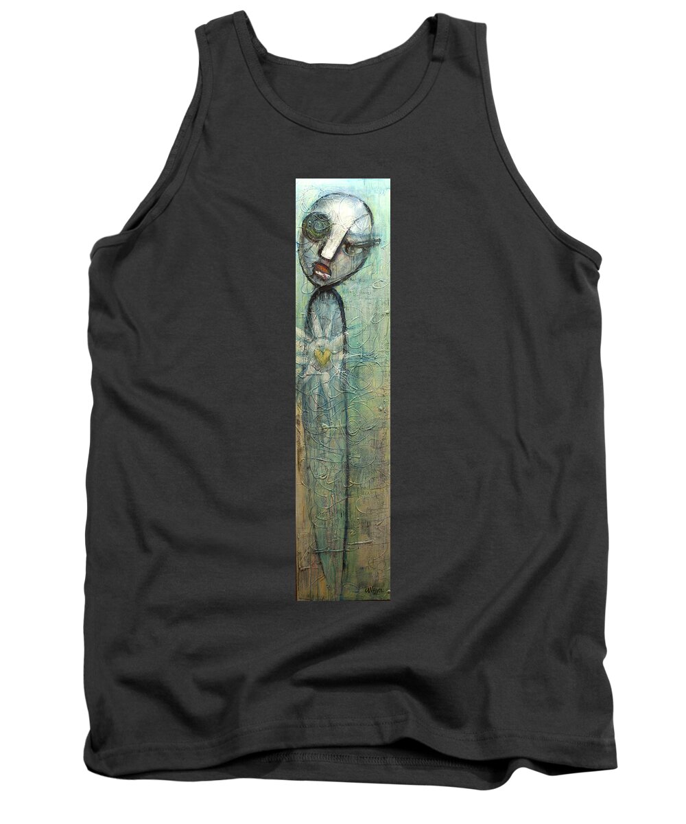 Figurative Tank Top featuring the painting We Stand Alone by Laurie Maves ART
