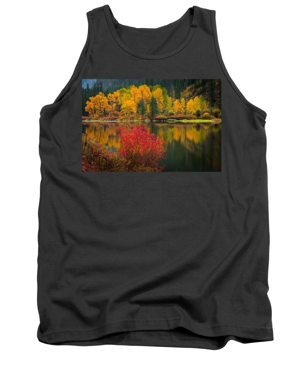 Fall Tank Top featuring the photograph Wenatchee River Reflections by Dan Mihai