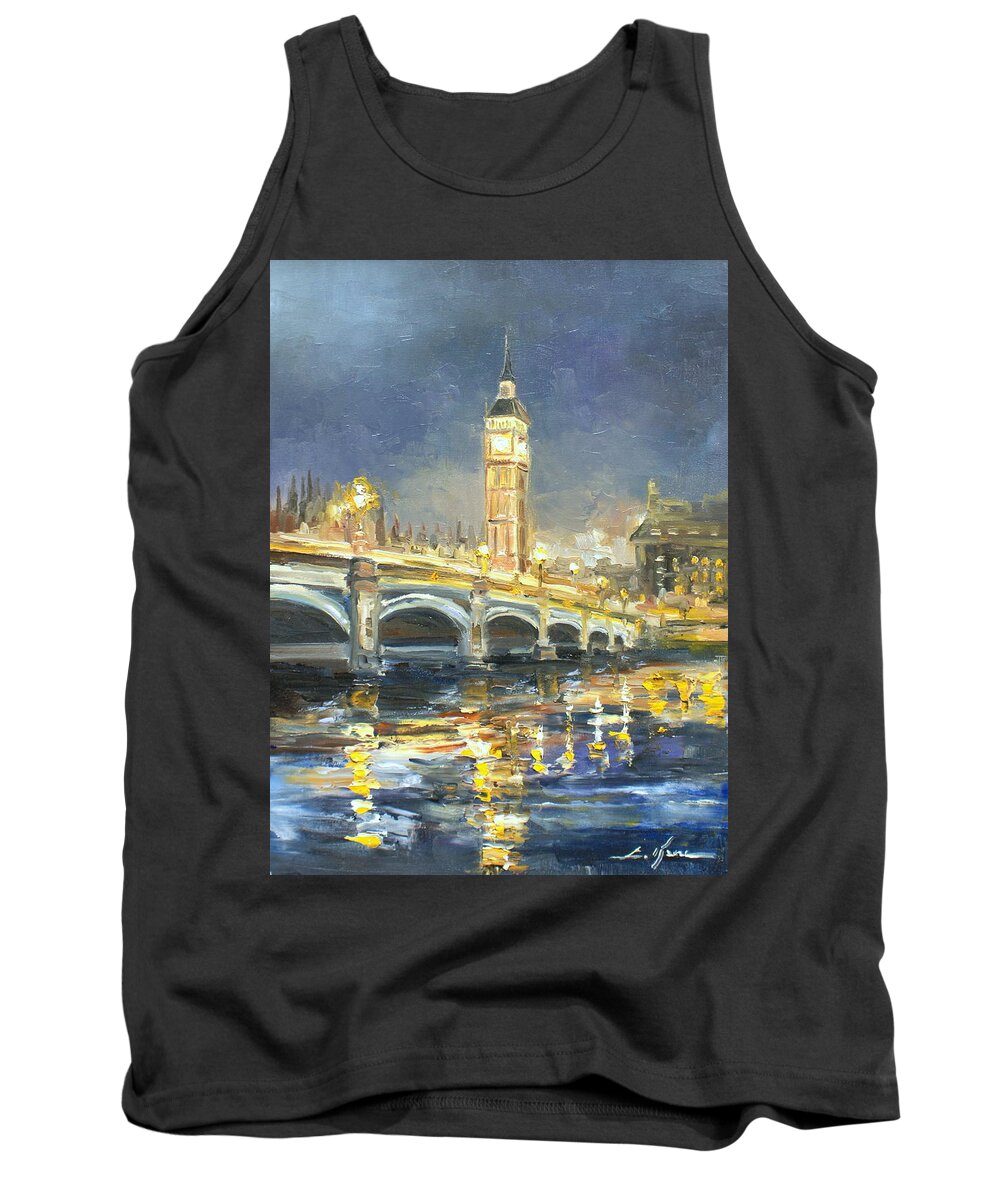 Westminster Tank Top featuring the painting Westminster Bridge by Luke Karcz