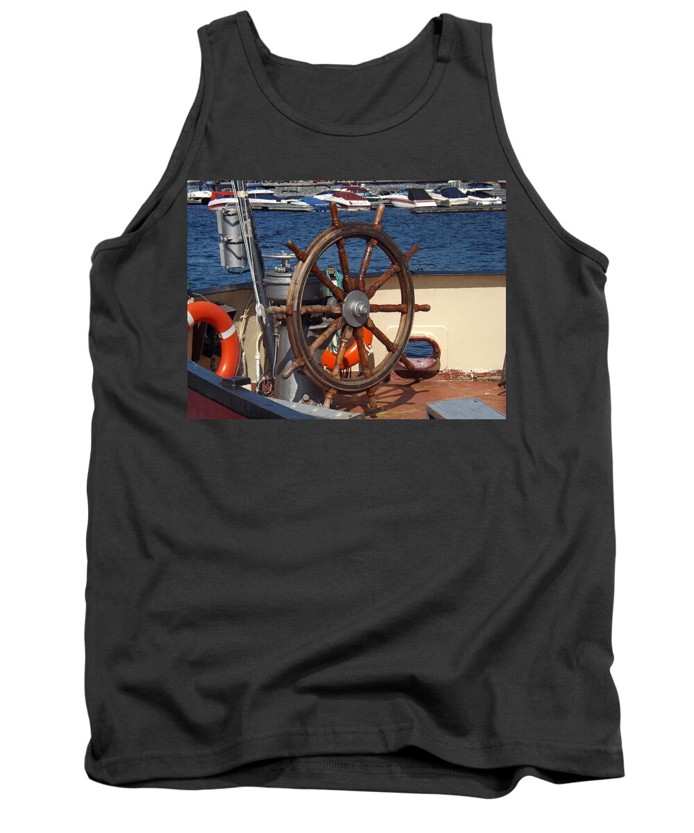 Captains Wheel Tank Top featuring the photograph Wheel to Freedom by Brenda Brown