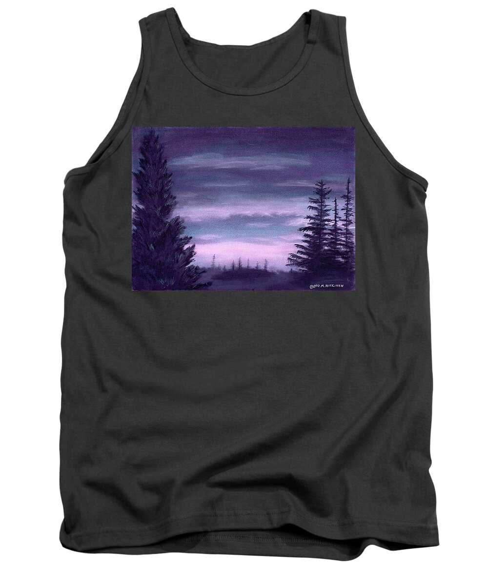 Whispering Tank Top featuring the pastel Whispering Pines by Michael Heikkinen