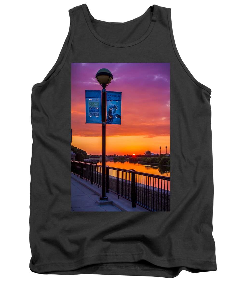 Indiana Tank Top featuring the photograph White River Sunset by Ron Pate