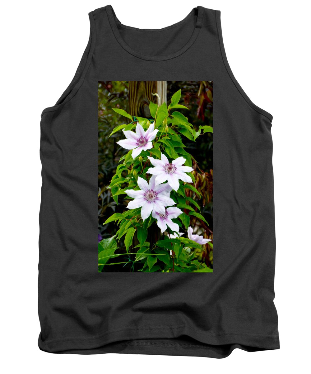 White With Purple Flower Tank Top featuring the photograph White with purple flowers 2 by Tracy Winter