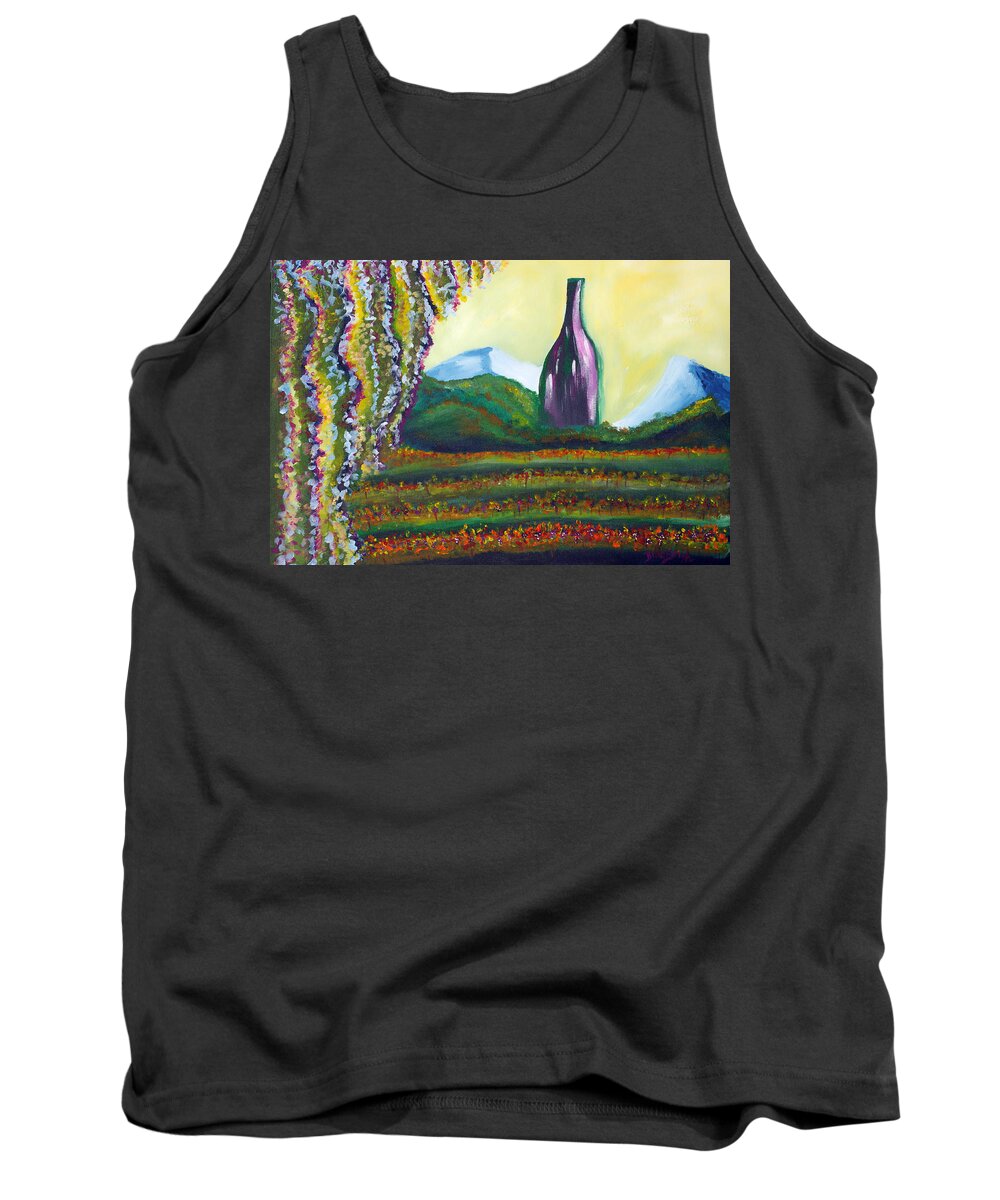 Wine Tank Top featuring the painting Wine Country by Donna Blackhall