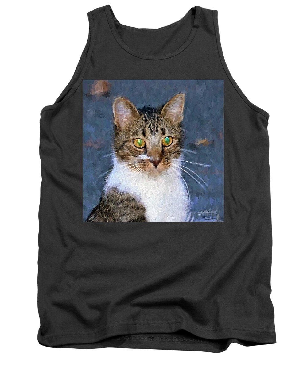Cat Tank Top featuring the digital art With Eyes On by Ludwig Keck