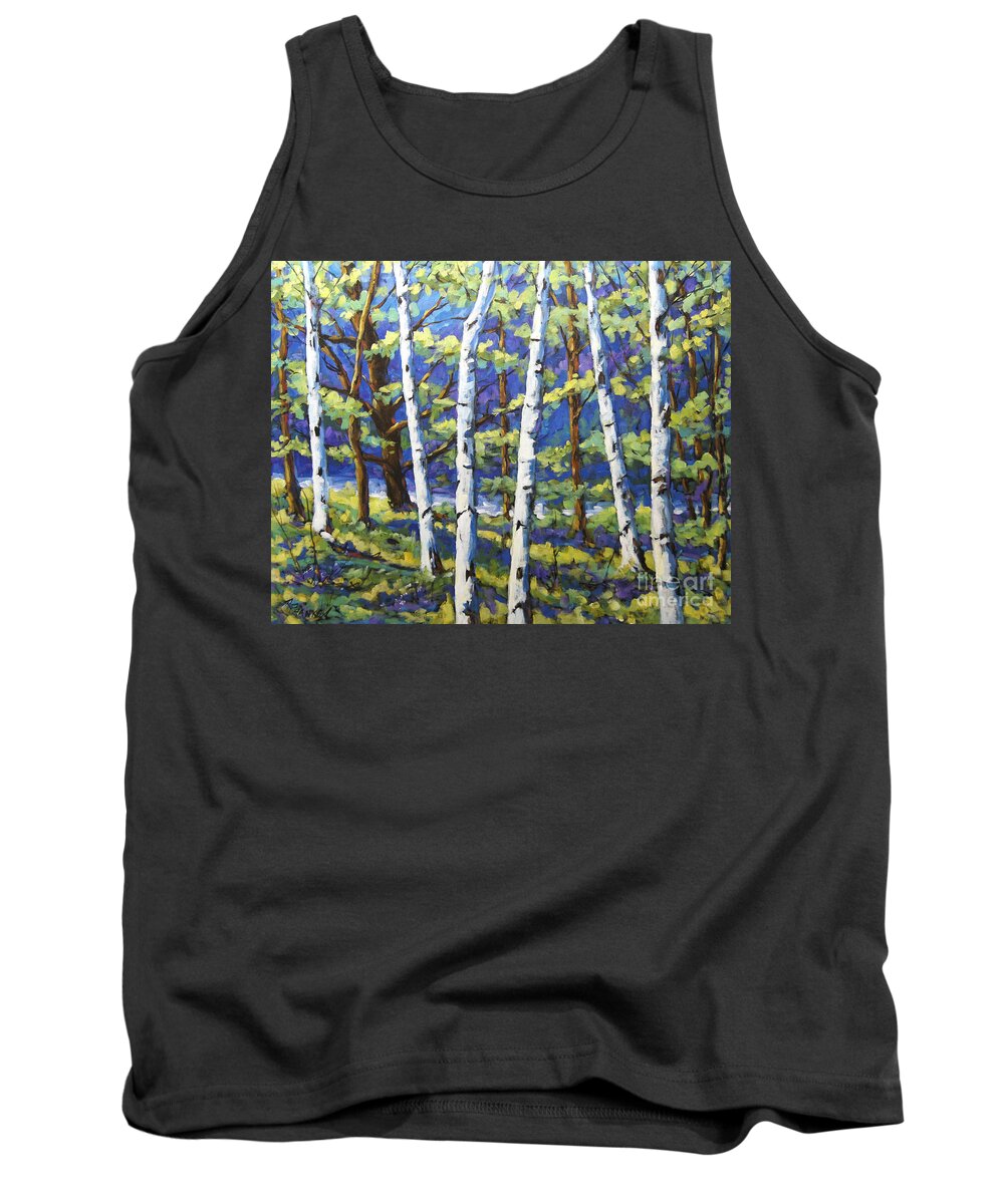 Canadian Landscape Created By Richard T Pranke Tank Top featuring the painting Woodland Birches by Richard T Pranke