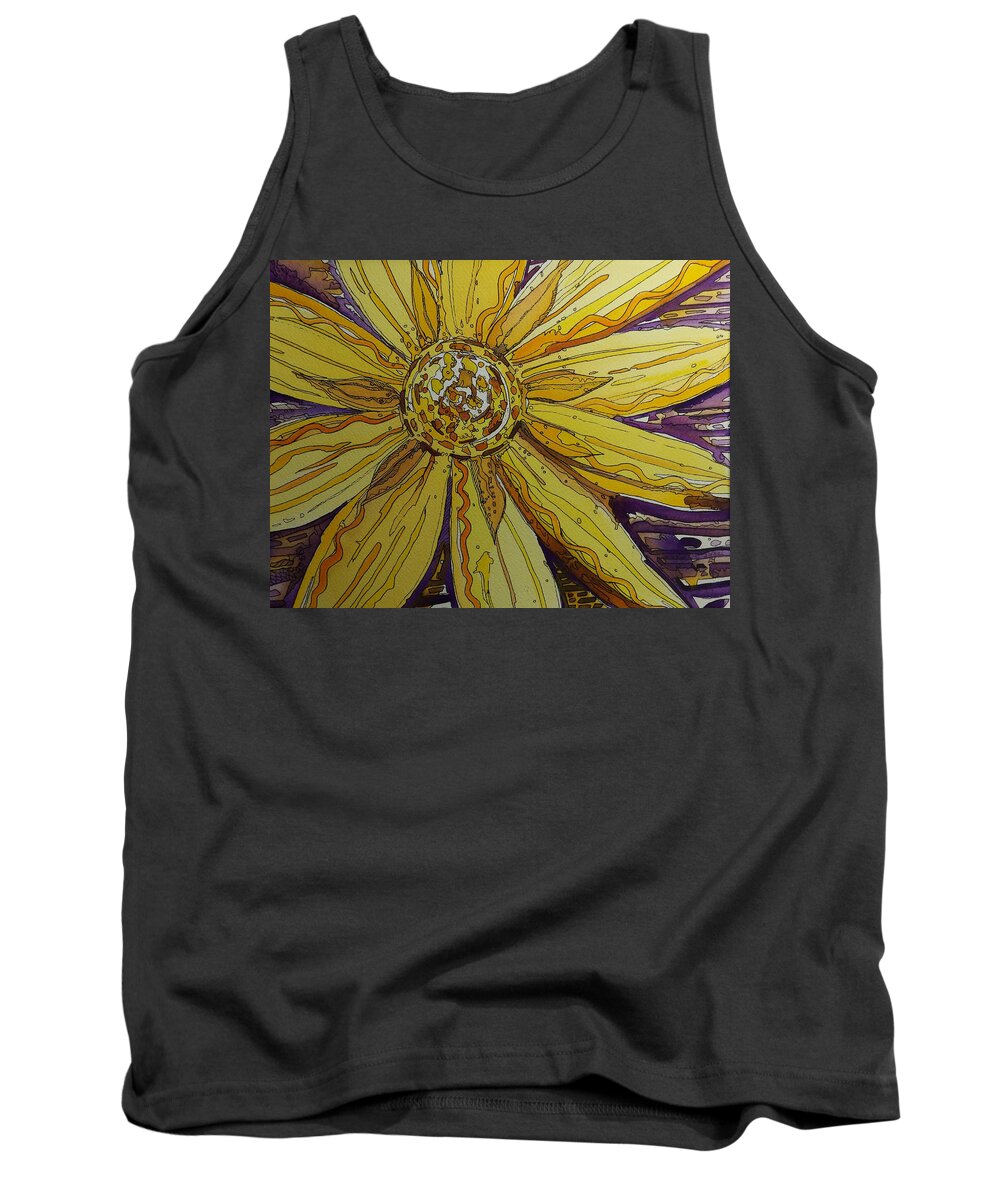 Yelow Tank Top featuring the painting Yellow Chakra by Terry Holliday