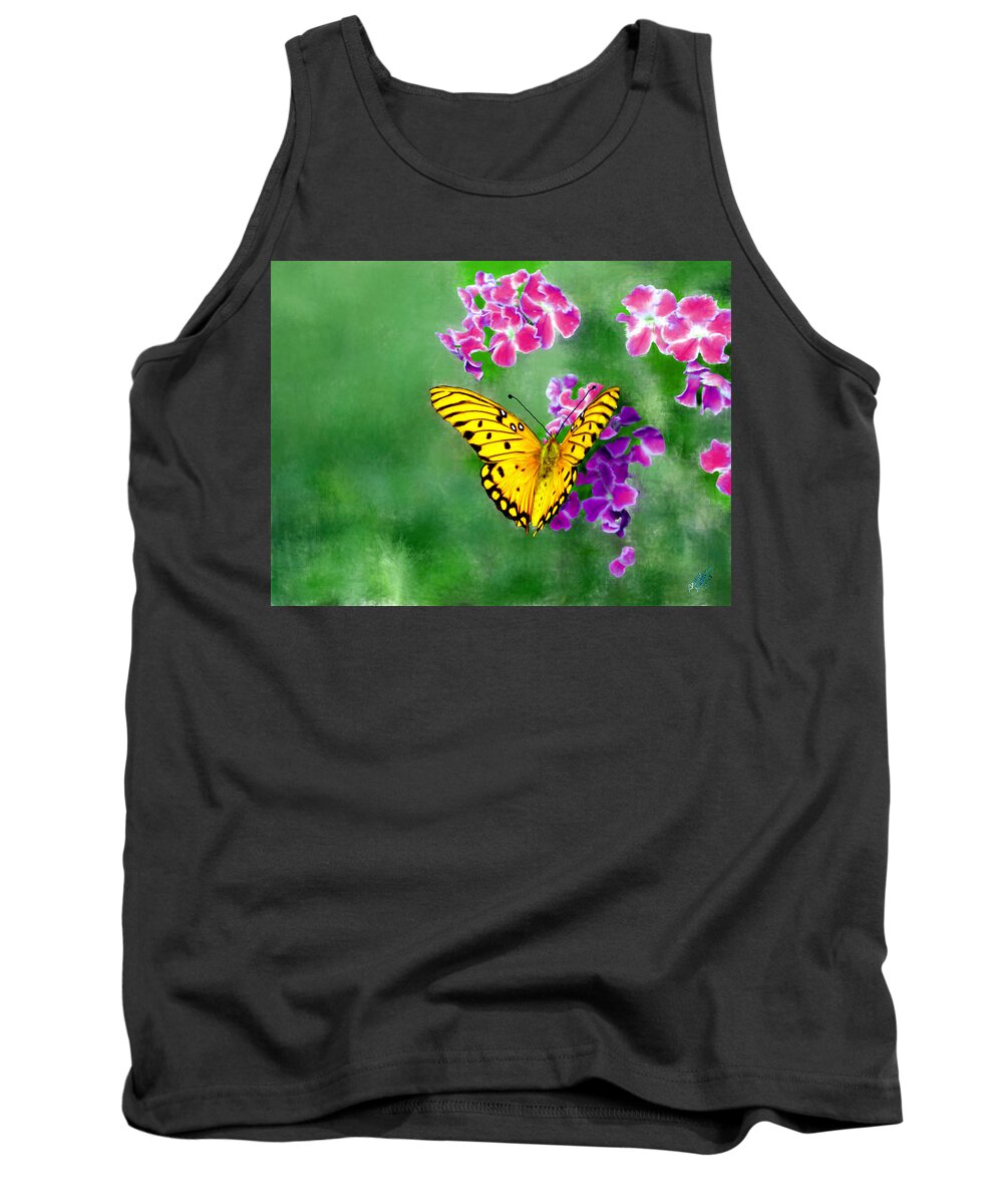Butterfly Tank Top featuring the painting Yellow Monarch Butterfly by Bruce Nutting