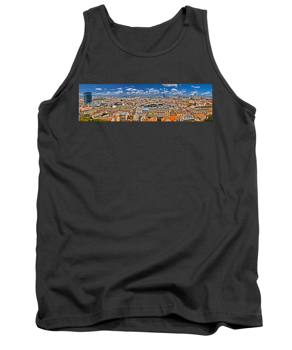 Croatia Tank Top featuring the photograph Zagreb lower town colorful panoramic view by Brch Photography