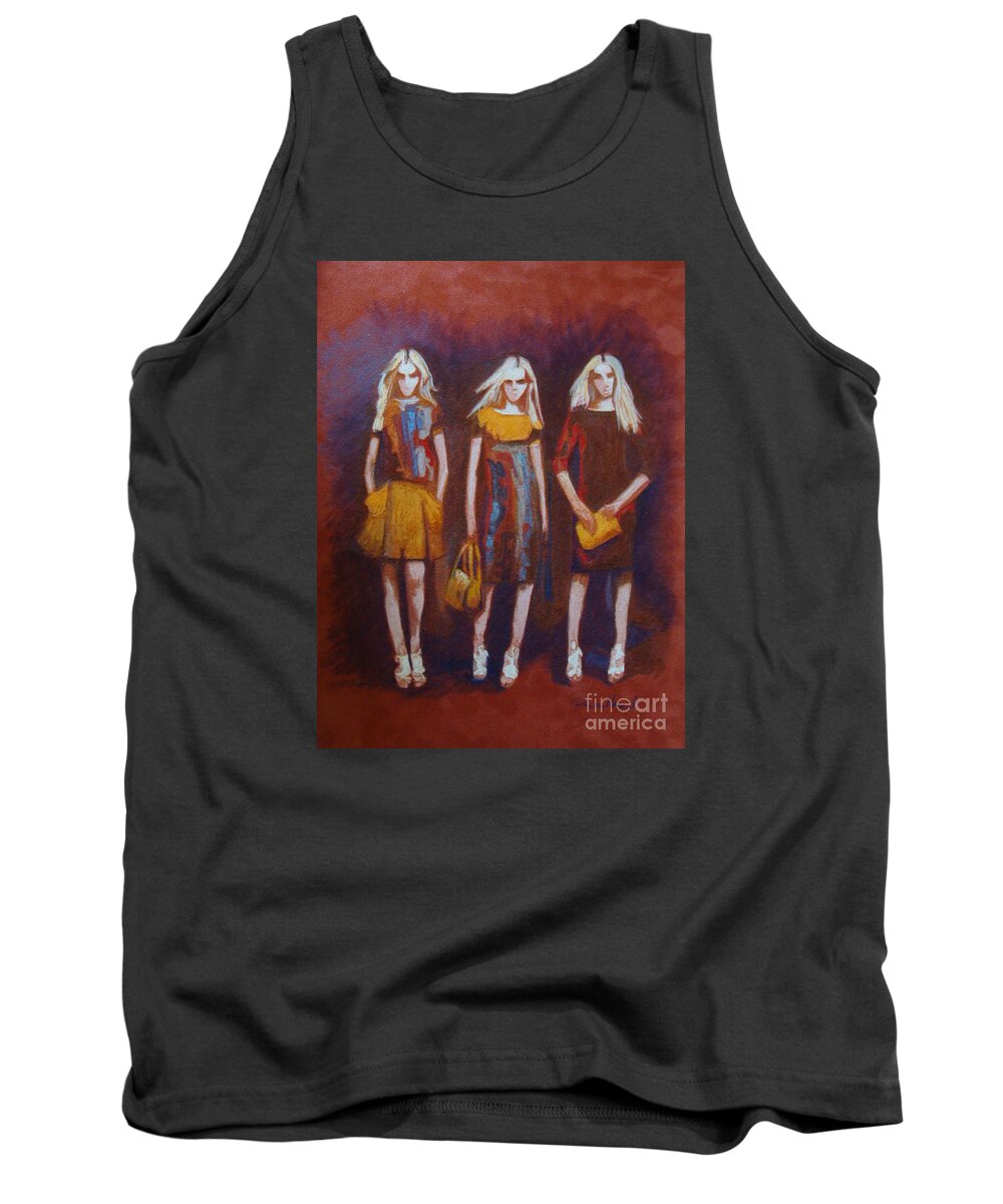 Fashion Tank Top featuring the painting On the Catwalk by Phyllis Howard