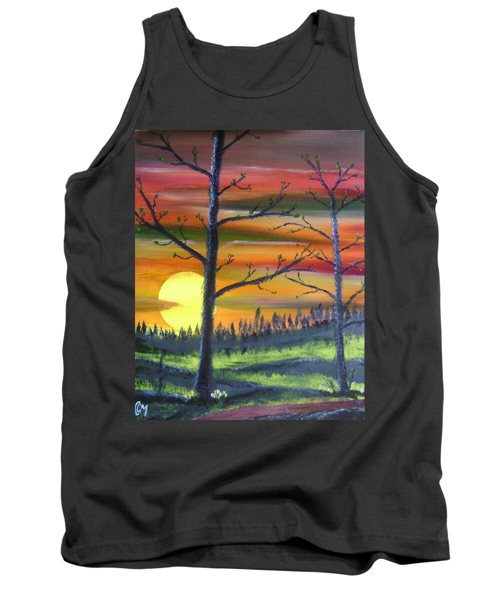 Spring Tank Top featuring the painting Spring Sunrise by Charles and Melisa Morrison