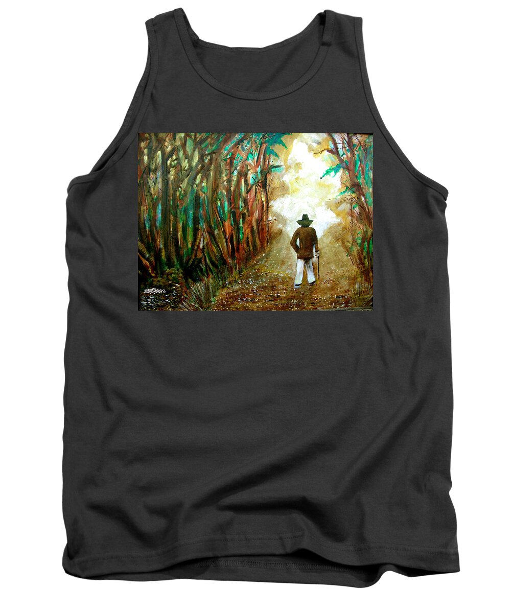 A Fall Walk In The Woods Tank Top featuring the painting A Fall Walk in the Woods by Seth Weaver