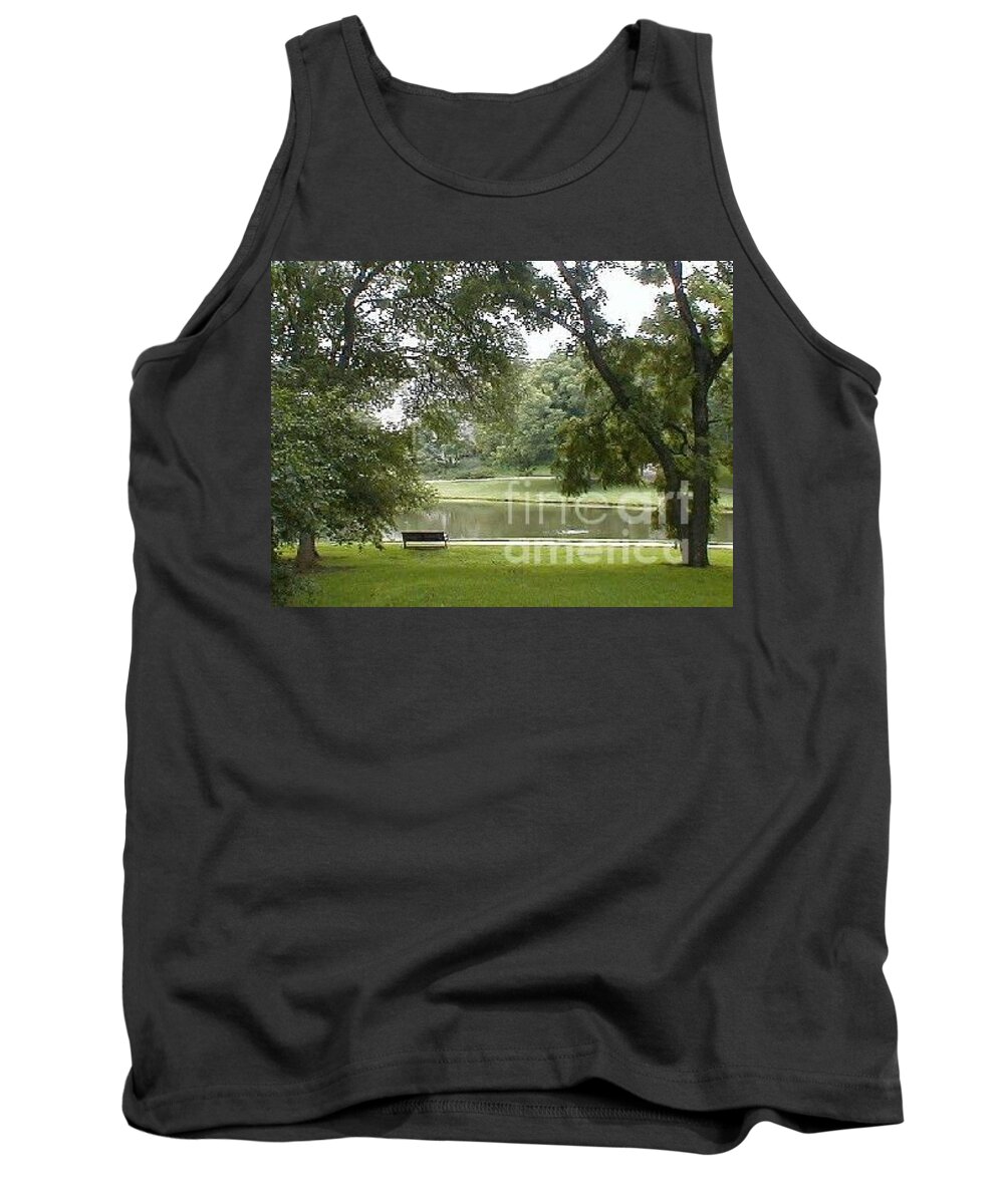 Bench Tank Top featuring the photograph A Quiet Place by Vonda Lawson-Rosa
