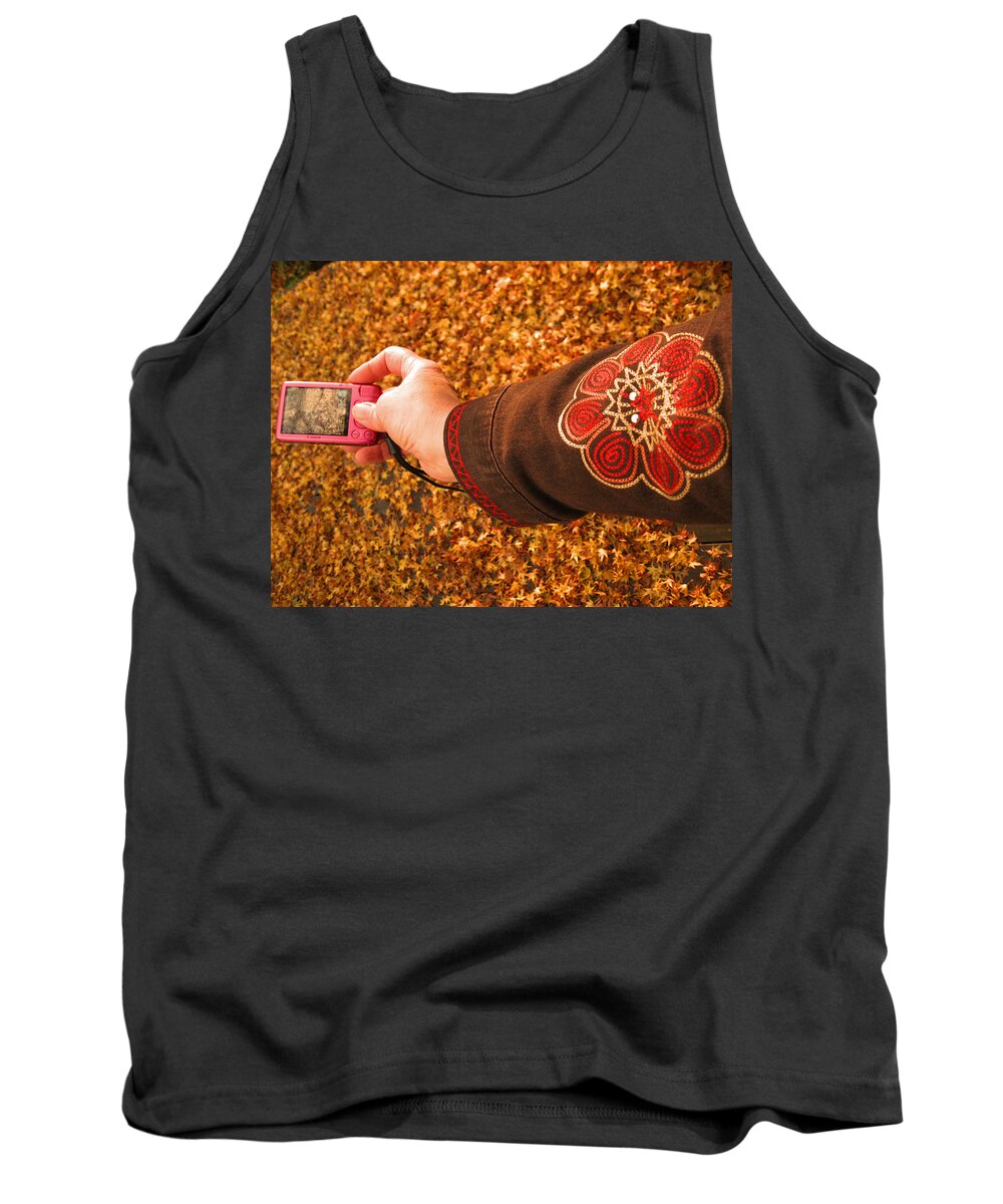 Maple Leaves Tank Top featuring the photograph Autumn Leaves Times Two by Kym Backland
