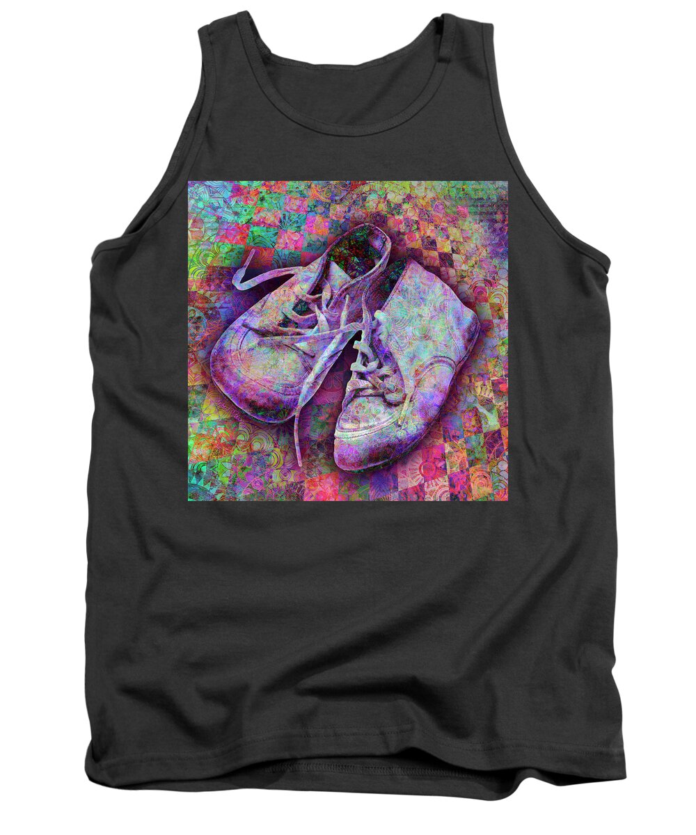 Quilt Tank Top featuring the digital art Baby Shoes by Barbara Berney