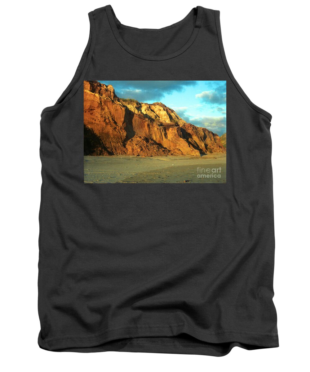 Beach At Sunset Tank Top featuring the photograph Beach Cliff at Sunset by Mark Dodd