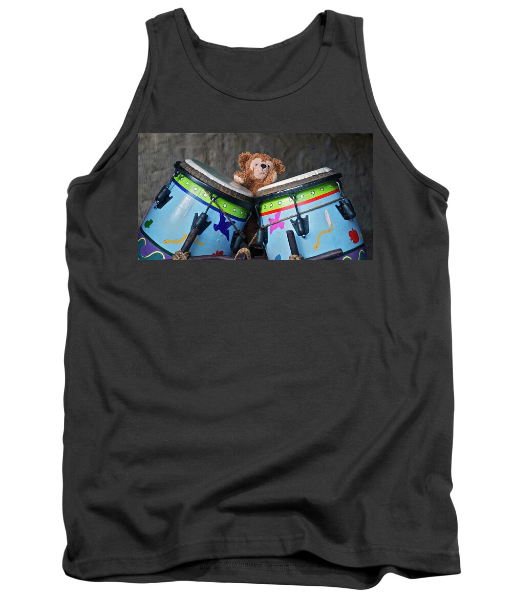 Fantasy Tank Top featuring the photograph Bear and His Drums at Walt Disney World by Thomas Woolworth