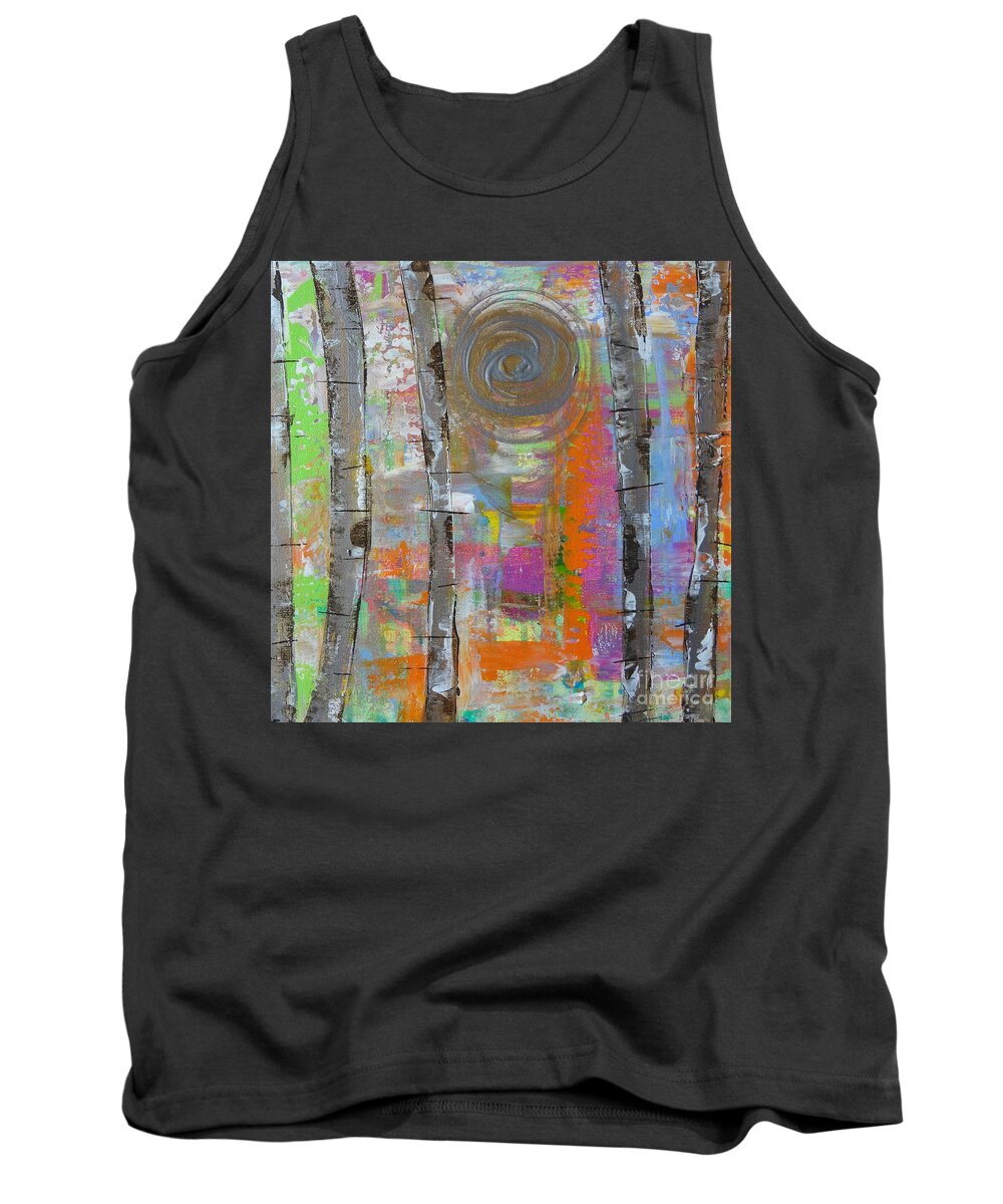 Land Tank Top featuring the painting Birch 5 by Jacqueline Athmann