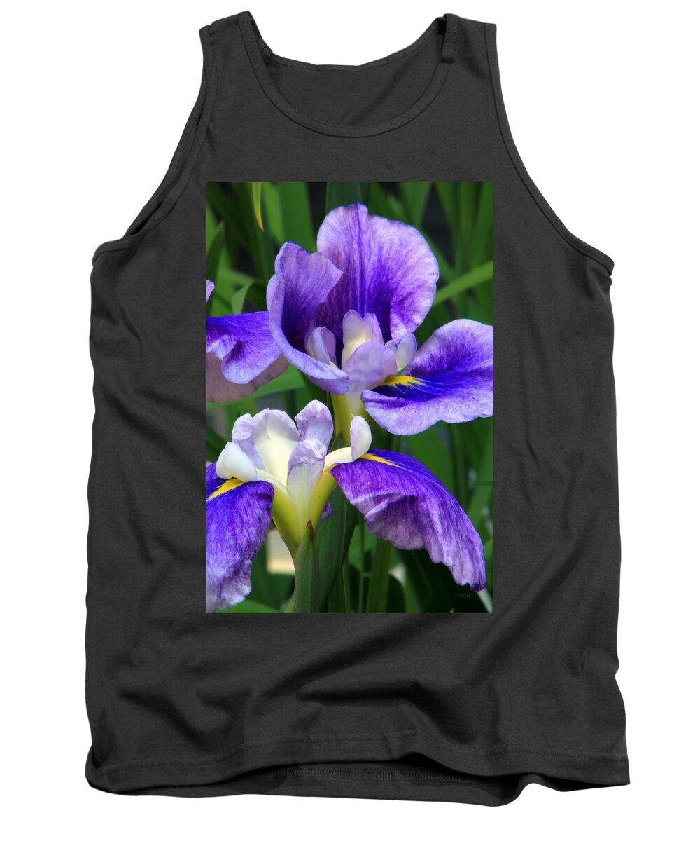 Iris Tank Top featuring the photograph Blue Irises by Deborah Crew-Johnson