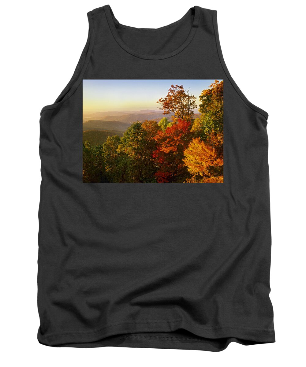 00176833 Tank Top featuring the photograph Blue Ridge Mountains From Bluff by Tim Fitzharris