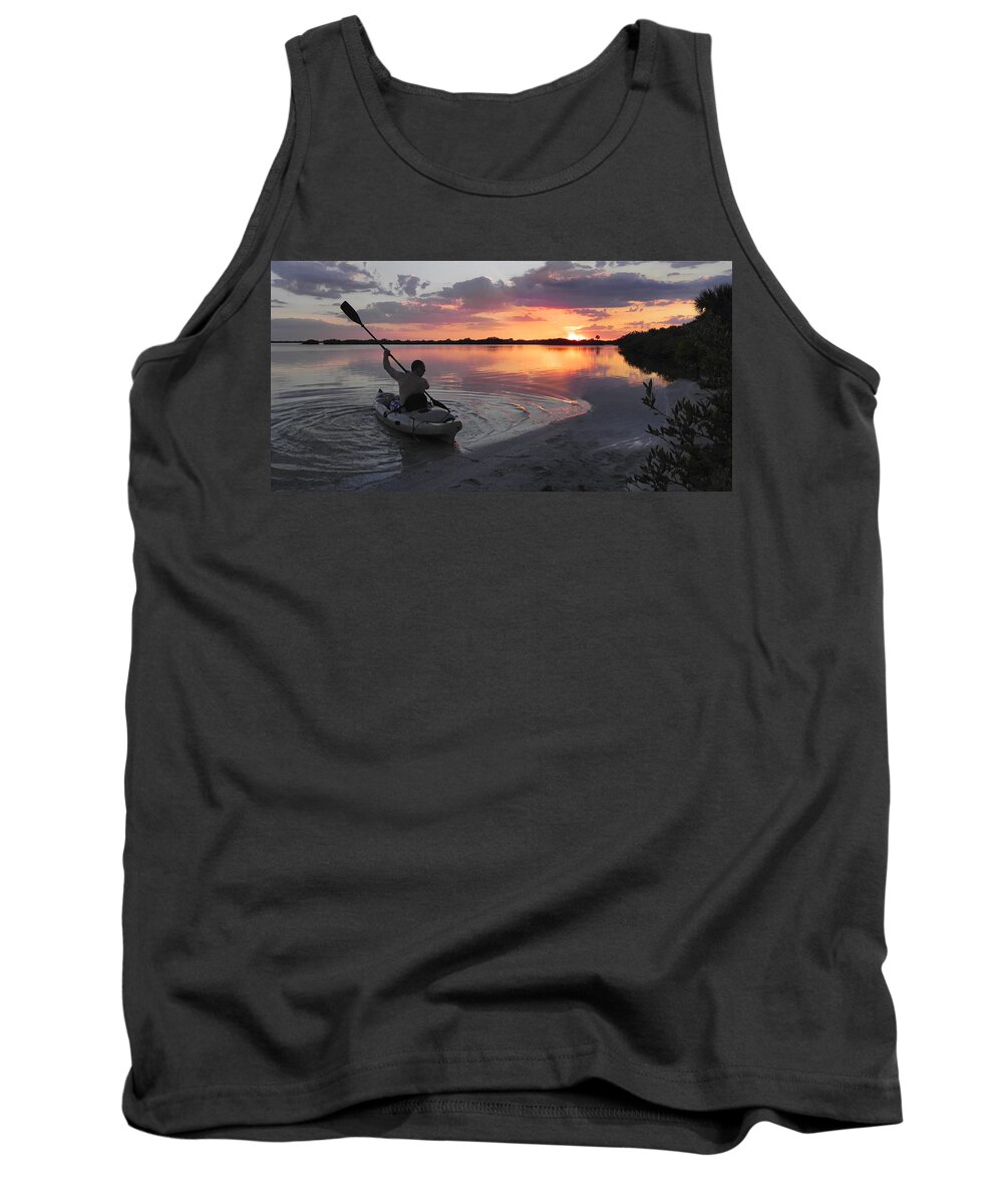 Canoe Tank Top featuring the photograph Canoe at Sunset by Frances Miller