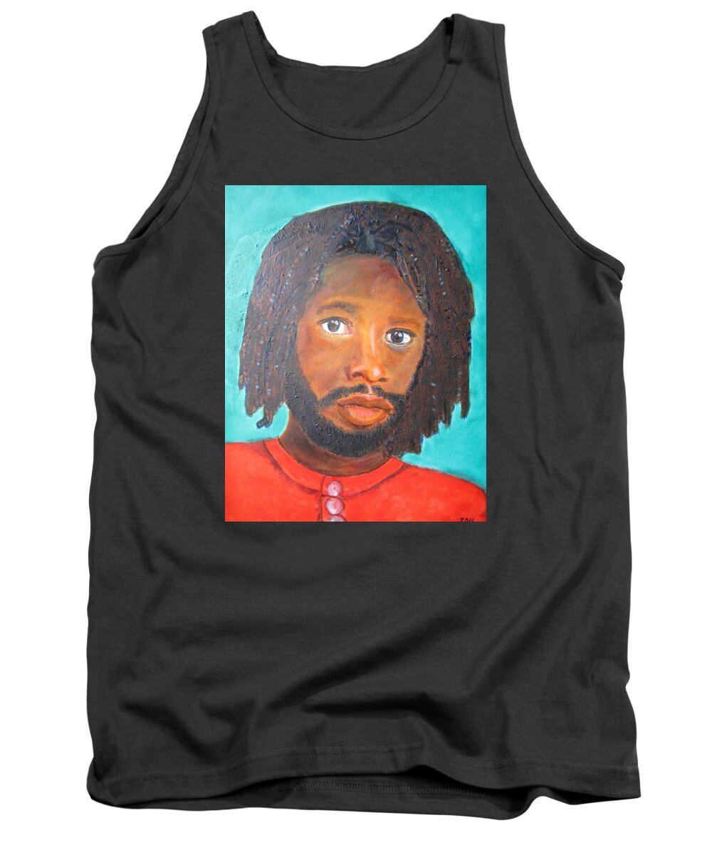 Singer Tank Top featuring the painting David Rudder by Jennylynd James