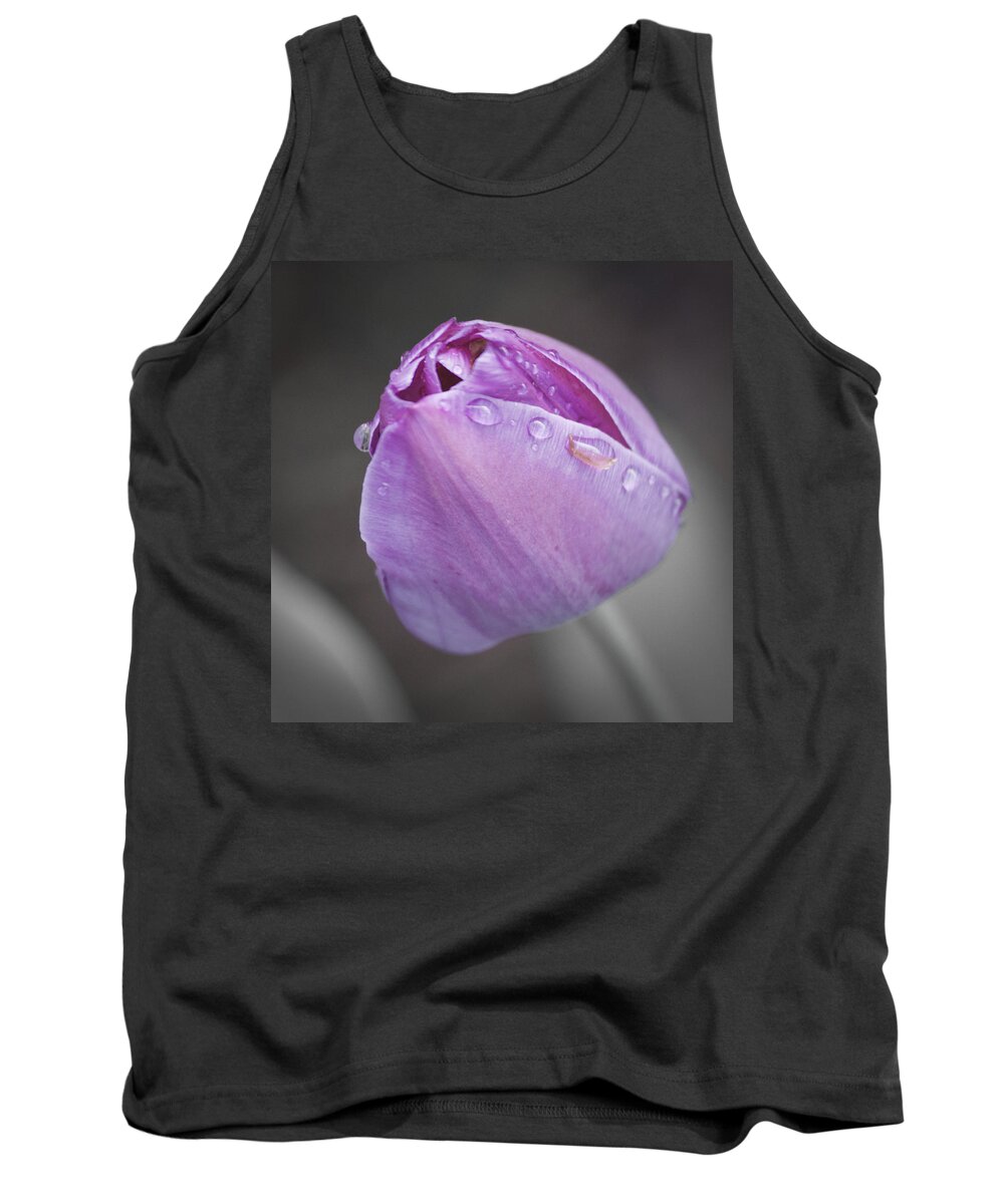 Tulip Tank Top featuring the photograph Desaturated Purple Tulip Squared by Teresa Mucha