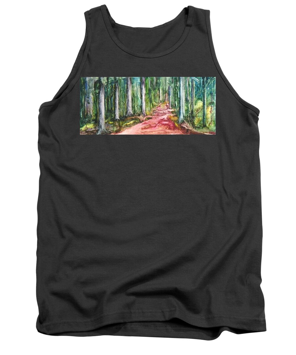 Enchanted Tank Top featuring the painting Enchanted Forest by Anna Ruzsan