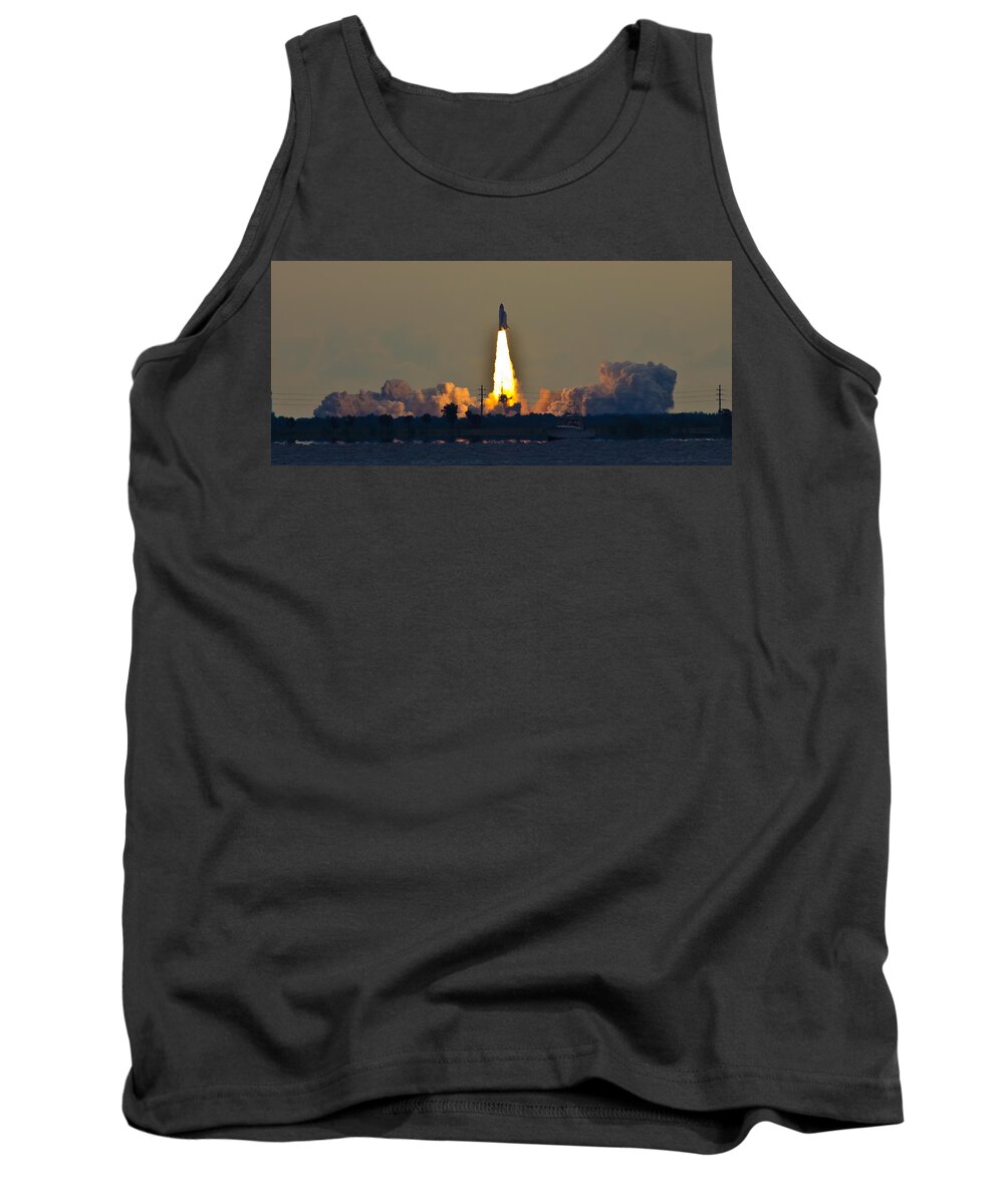 Endeavor Tank Top featuring the photograph Endeavor Blast Off by Dorothy Cunningham