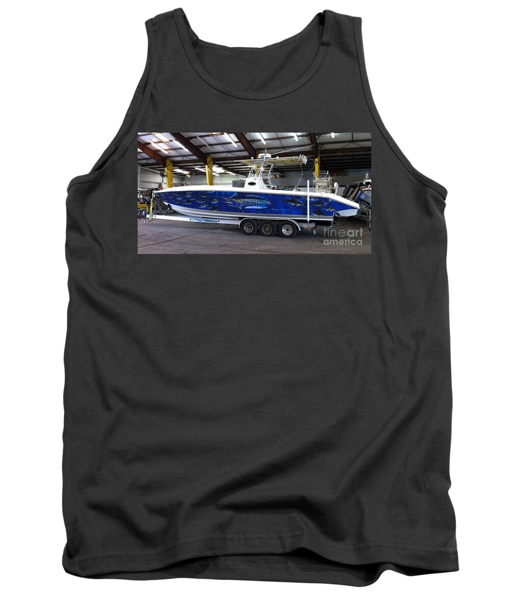 Boat Wrap Tank Top featuring the digital art Fine Art Boat Wraps by Carey Chen