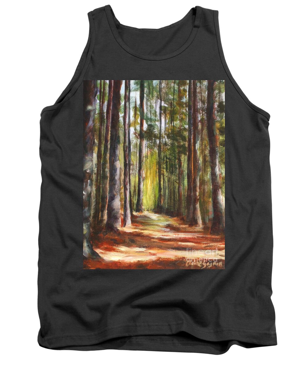 Acrylic Tank Top featuring the painting Great Brook Farm Summer Path by Claire Gagnon