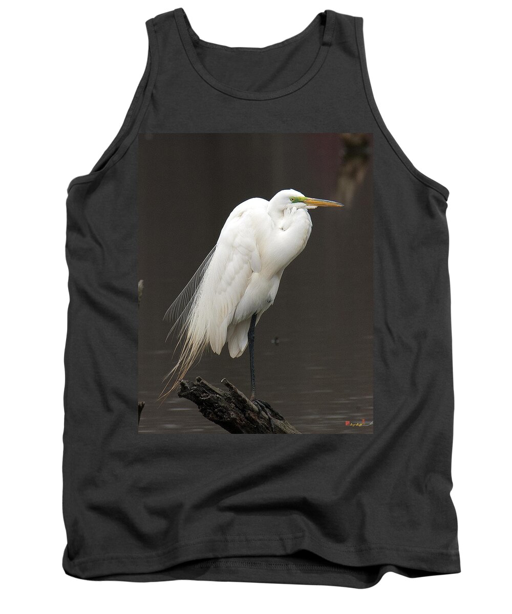 Marsh Tank Top featuring the photograph Great Egret Resting DMSB0036 by Gerry Gantt