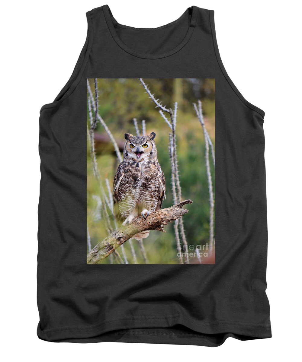 Owl Tank Top featuring the photograph Great Horned Owl by Donna Greene