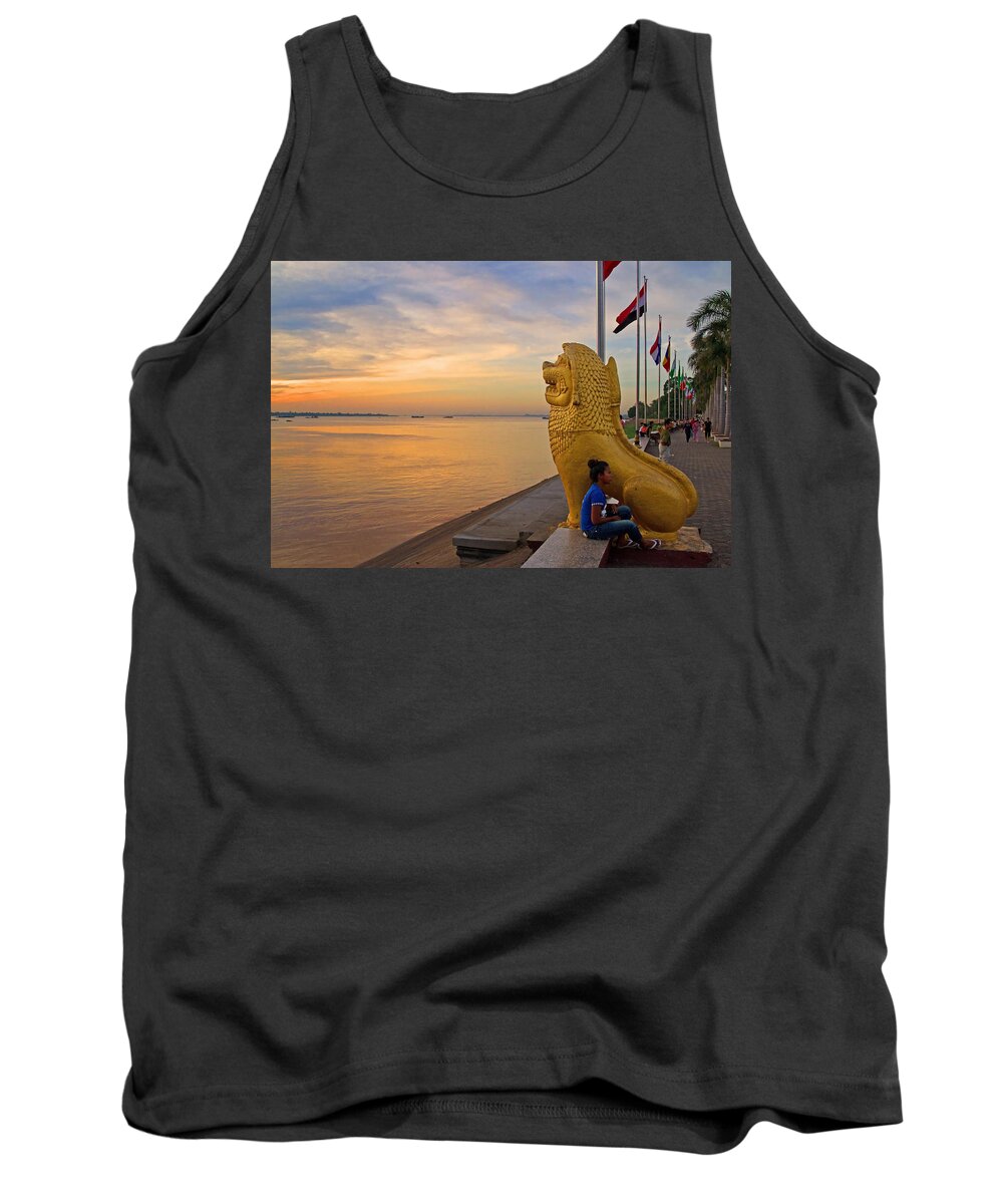 Asia Tank Top featuring the photograph Greeting the dawn. by David Freuthal