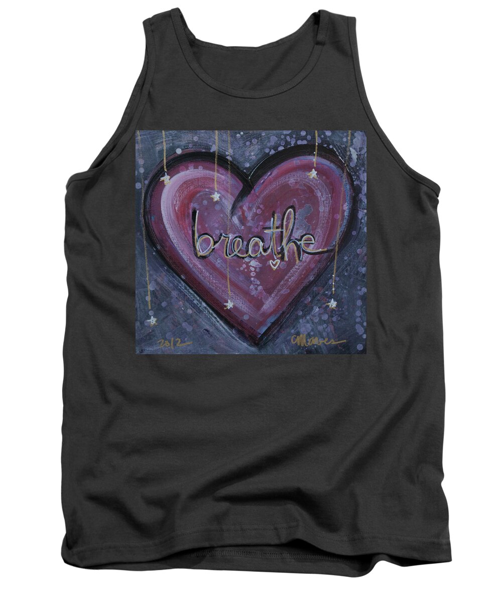 Heart Tank Top featuring the painting Heart Says Breathe by Laurie Maves ART