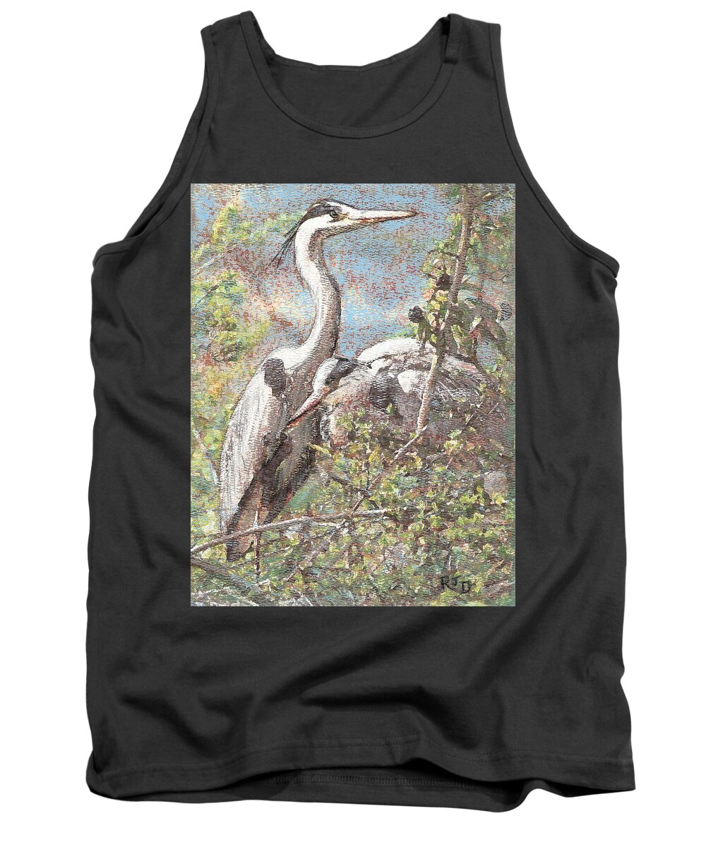 Heron Tank Top featuring the pastel Herons resting by Richard James Digance