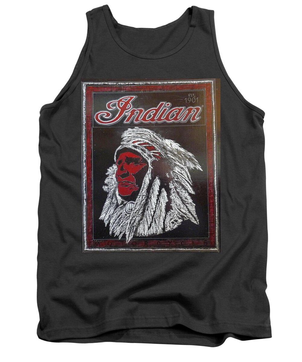 Indian Tank Top featuring the painting Indian Motorcycles by Richard Le Page