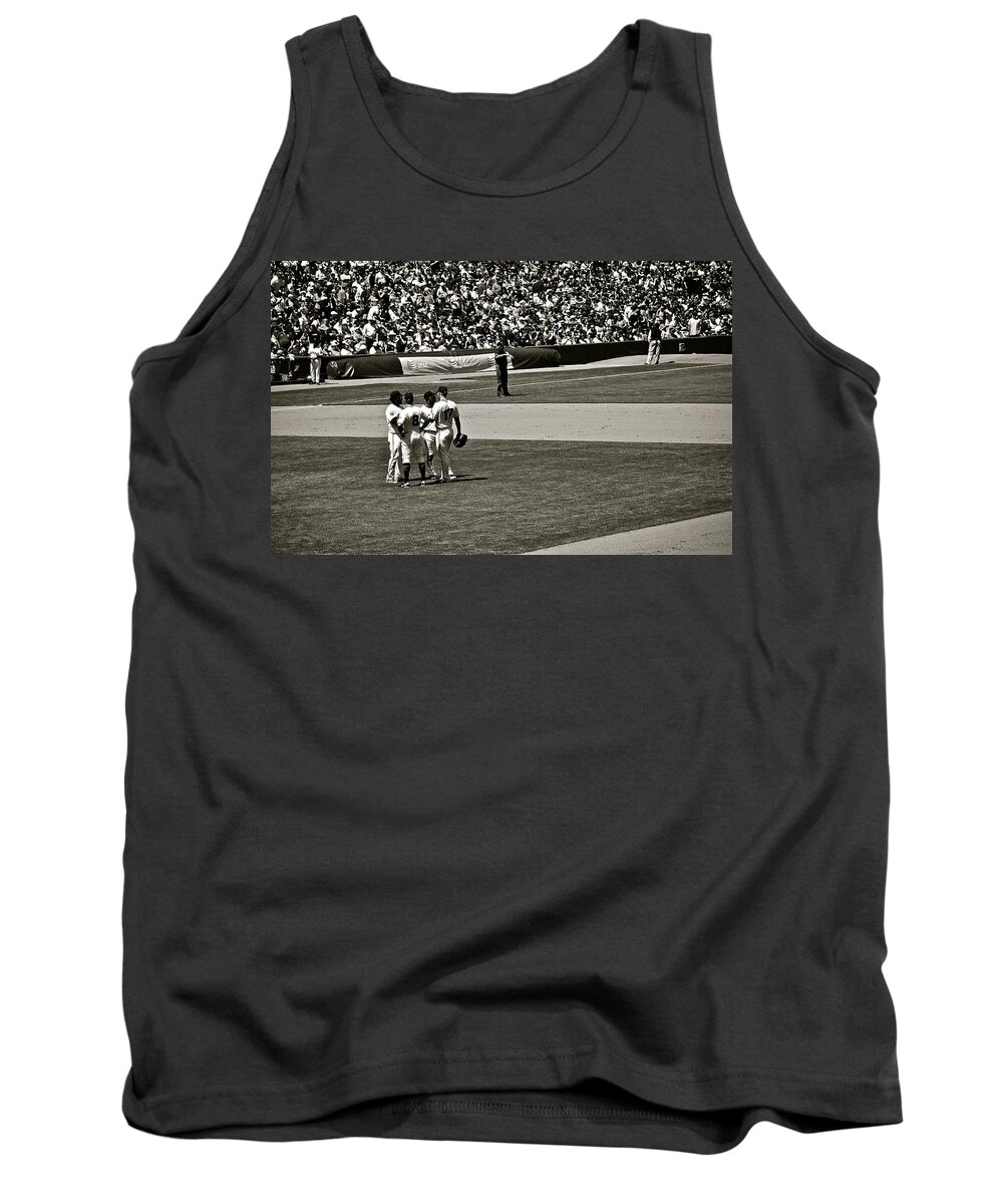 Baseball Tank Top featuring the photograph Infield Meeting by Eric Tressler