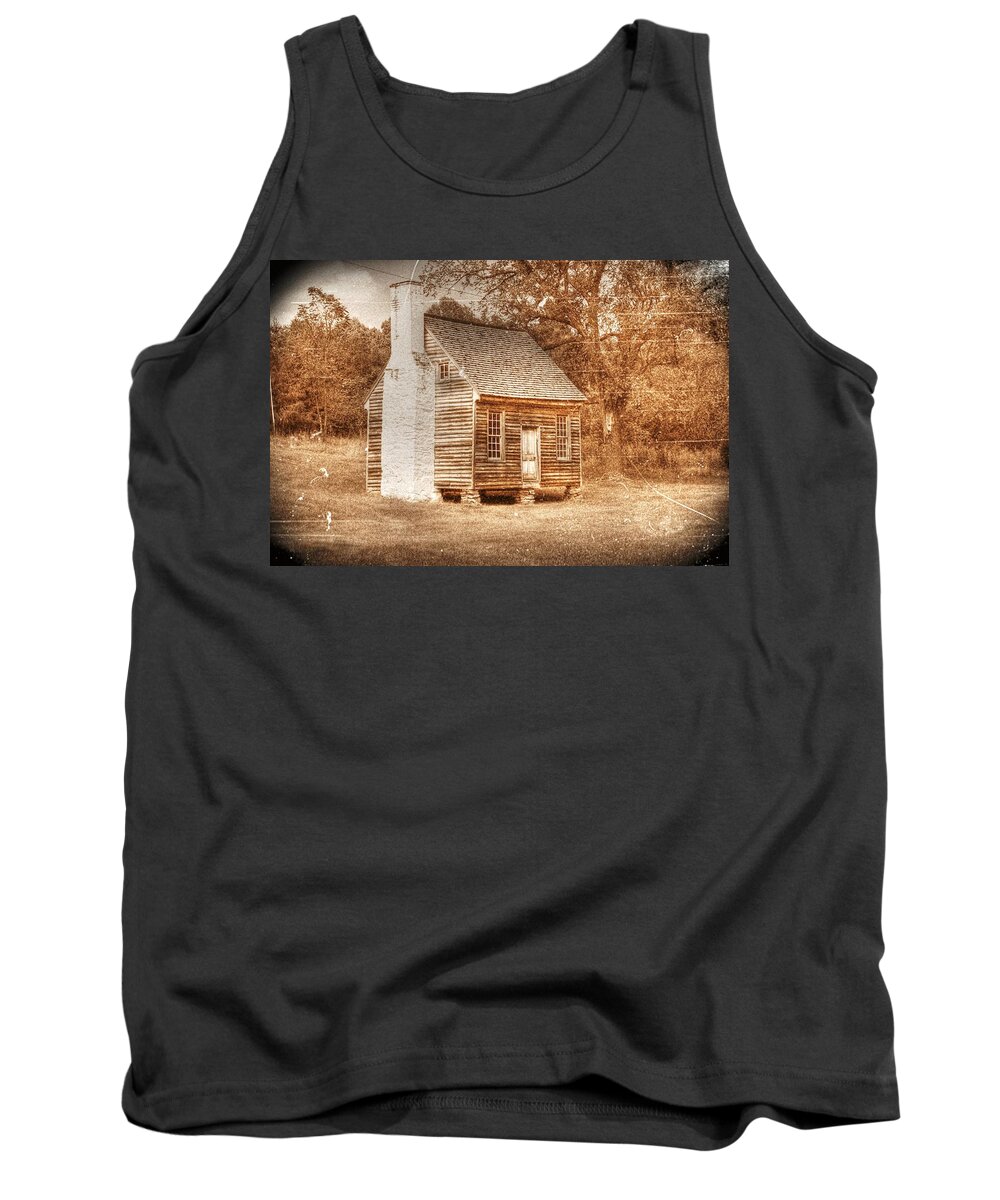 Antique Tank Top featuring the photograph Joel Sweeney cabin by Dan Stone