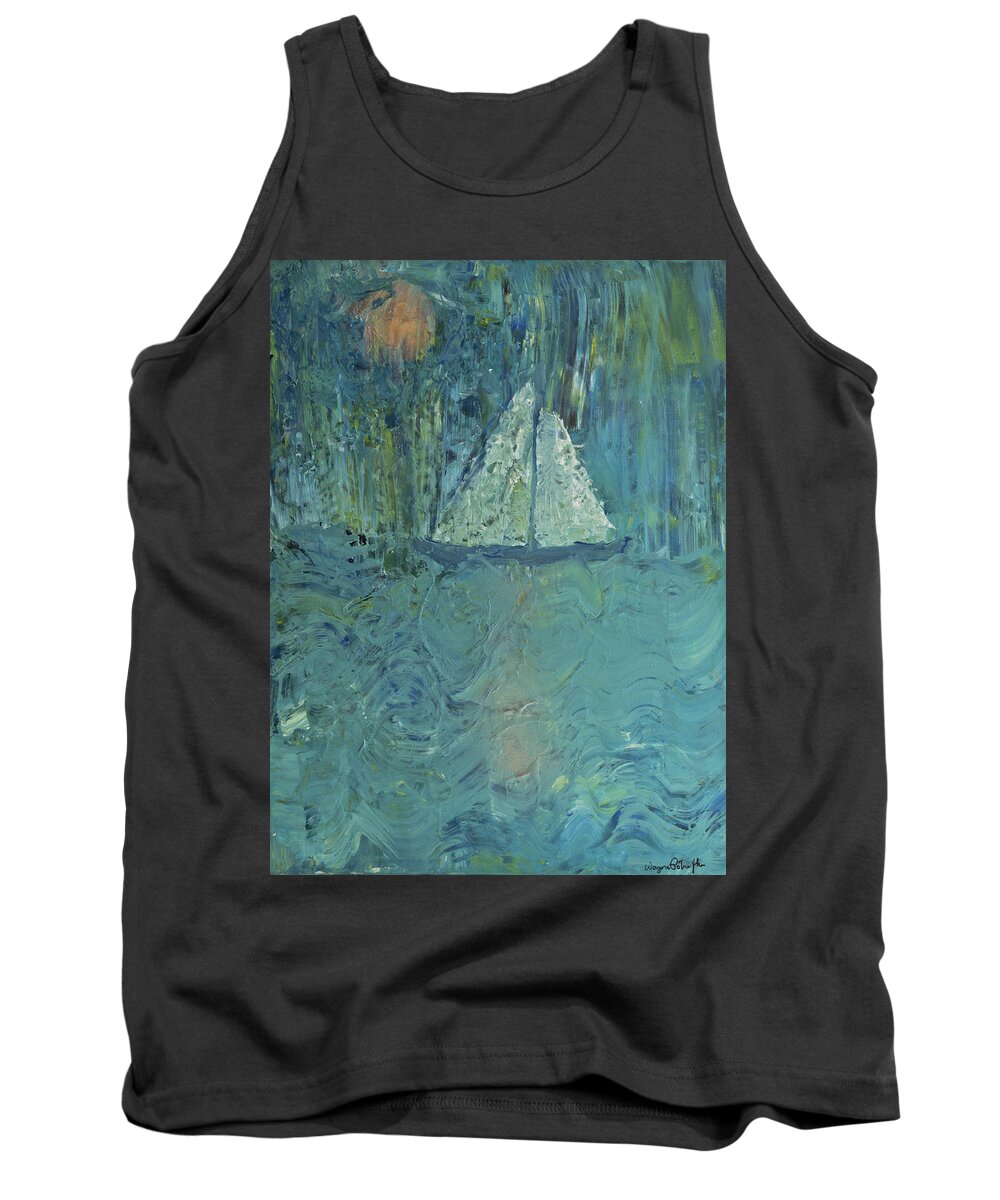 Sailing Tank Top featuring the painting Night Sail by Wayne Potrafka