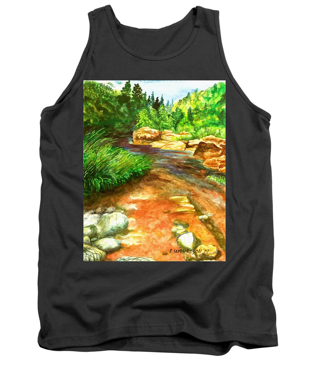 Arizona Tank Top featuring the painting Oak Creek Red by Eric Samuelson