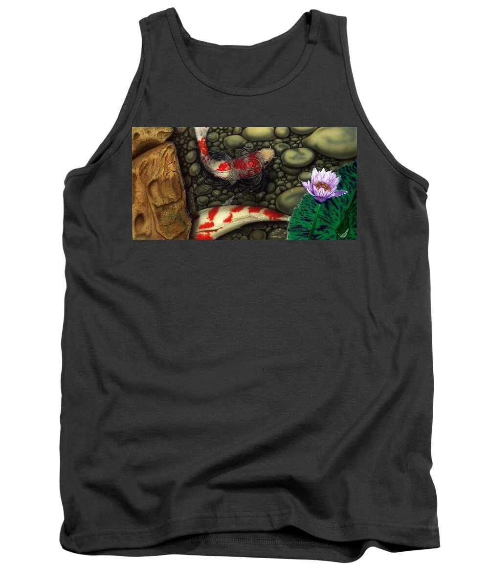 Koi Fish Tank Top featuring the painting One Fish Two Fish by Dan Menta