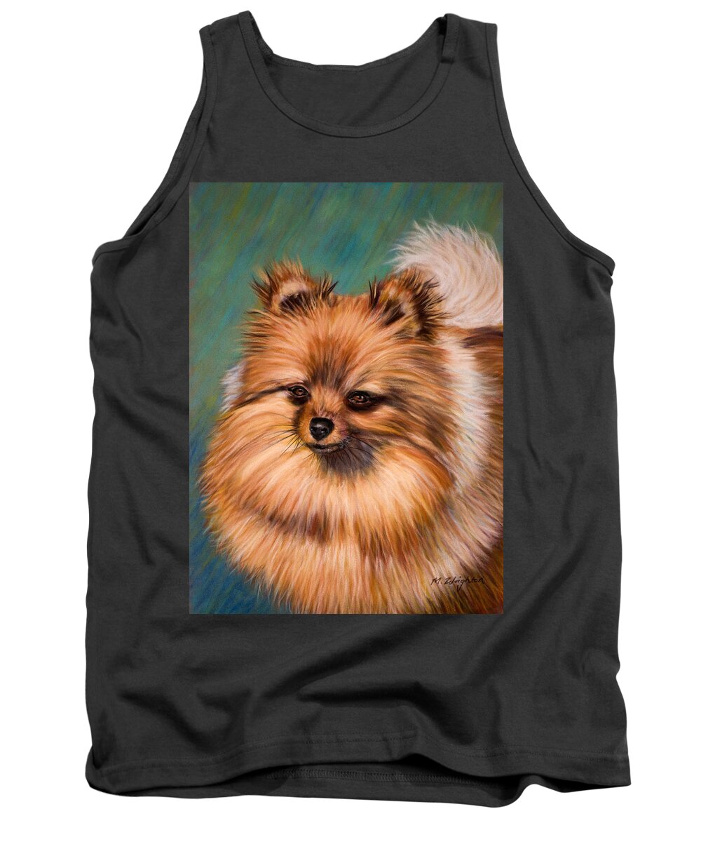 Pomeranian Tank Top featuring the painting Peaches and Cream by Michelle Wrighton
