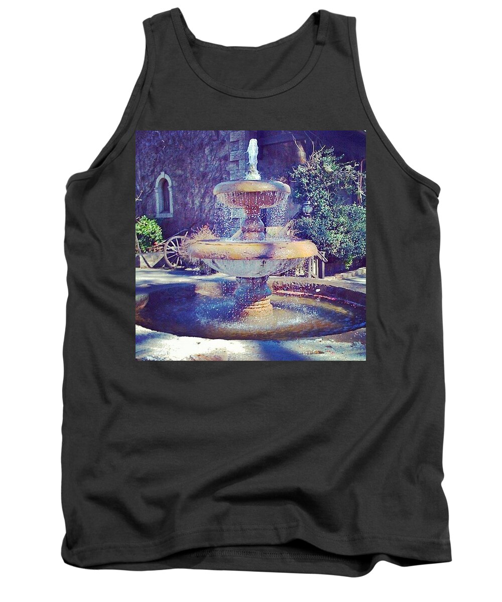 Water Tank Top featuring the photograph Picnic In Napa, Ca #fountain #napa_ca by Anna Porter