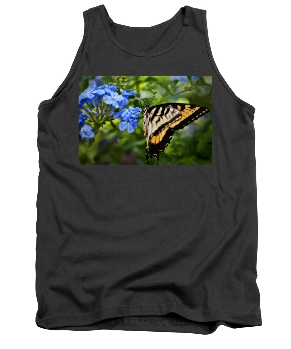 Plumbago Tank Top featuring the photograph Plumbago and Swallowtail by Steven Sparks