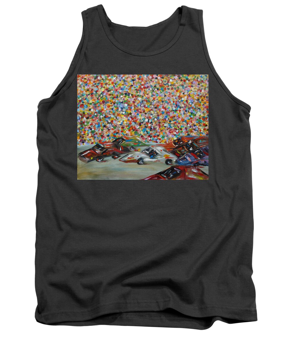 Race Tank Top featuring the painting Race Day by Judith Rhue