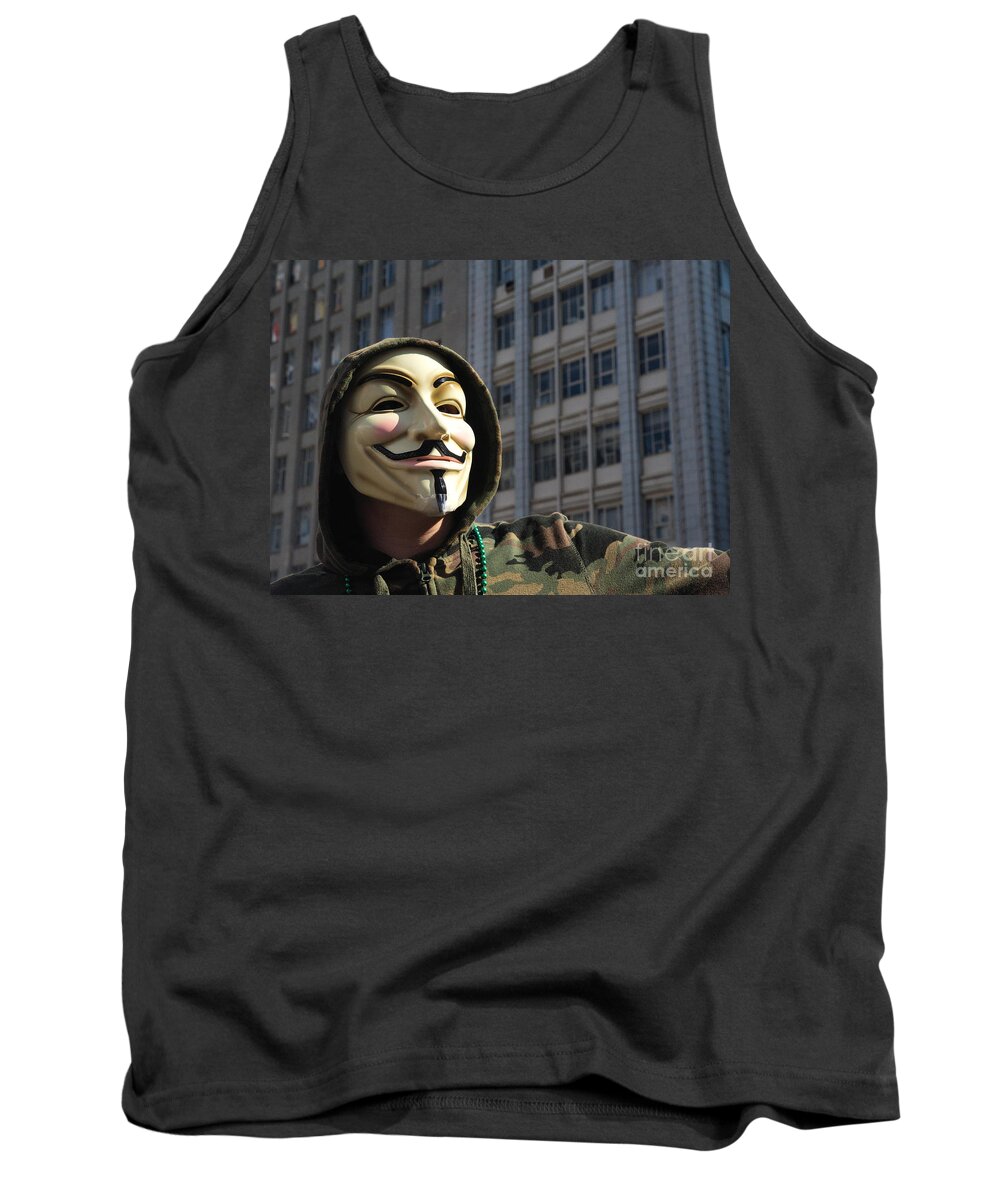 Anonymous Tank Top featuring the photograph Rage Against the Machine by Andrea Kollo