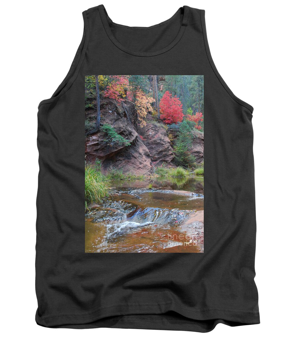 Sedona Tank Top featuring the photograph Rainbow of the Season and River over Rocks by Heather Kirk